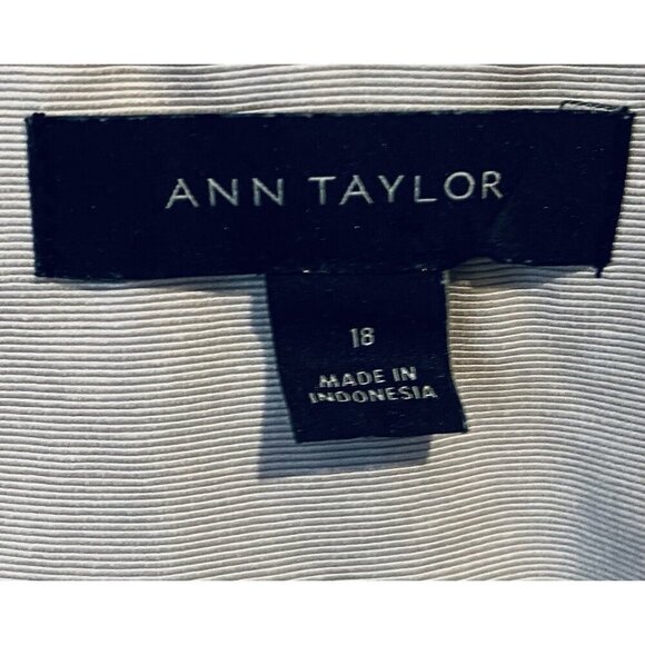 Ann Taylor Jacket Womens 18 Ivory Windowpane Tweed Fringe Academia Work Career - Picture 6 of 7